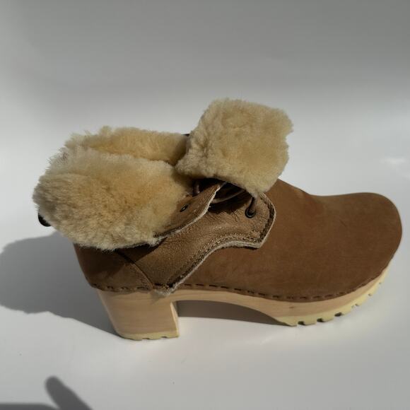 No. 6 Store Lander Lace Up Shearling Clog Boot on Mid Tread Size 38 Honey EUC - Picture 12 of 16